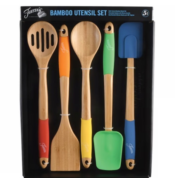 NWT-Fiesta 5 piece Bamboo Silicon Utensil Set - Picture 9 of 9